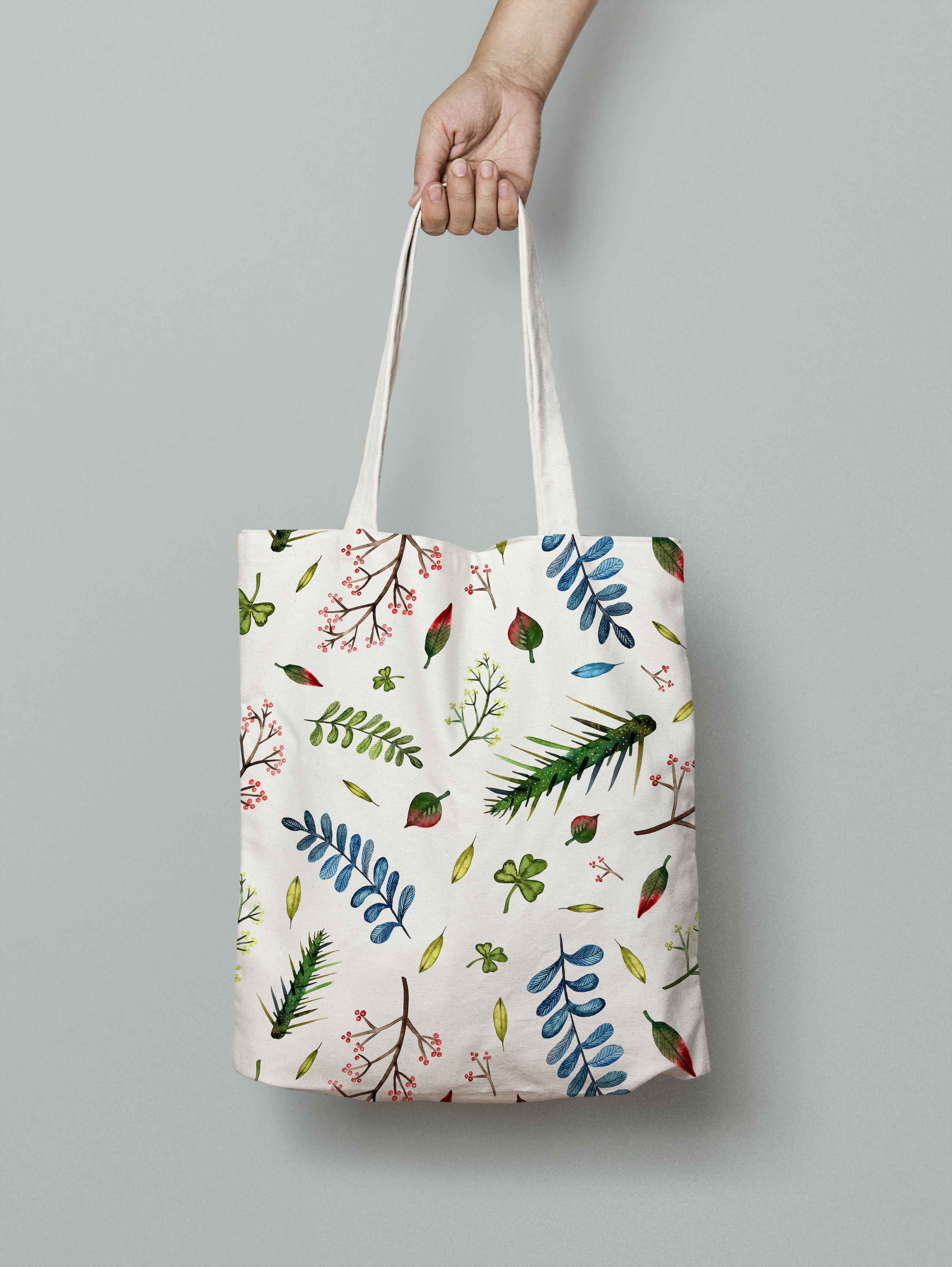 Canvas tote bag floral pattern 1