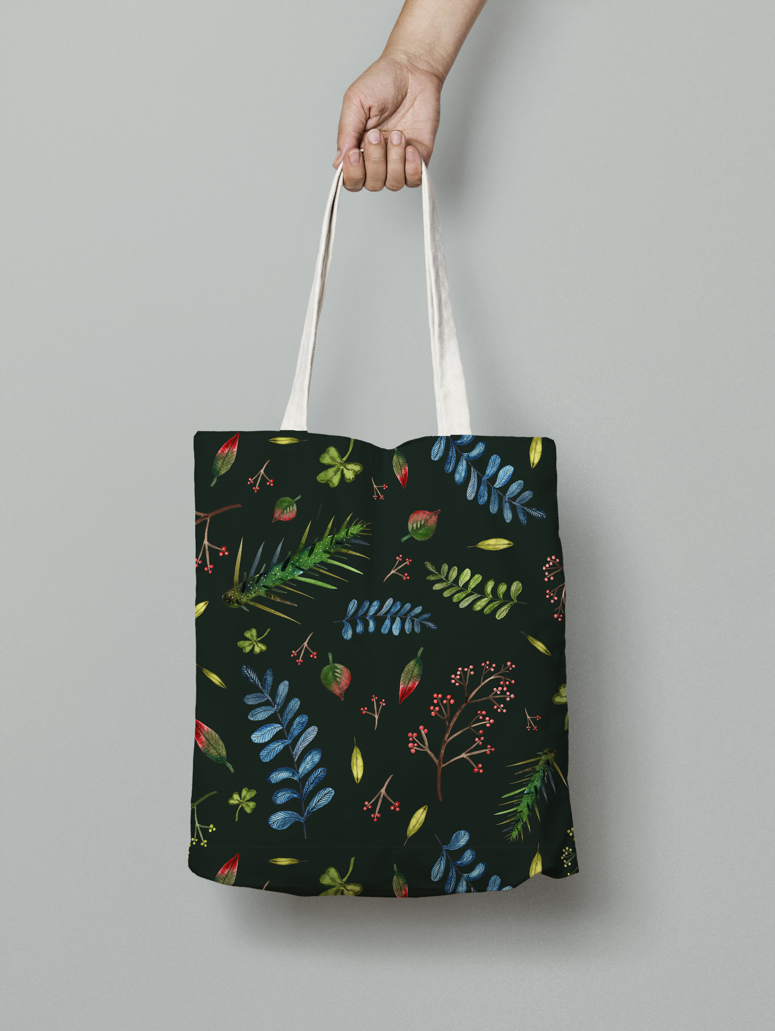Canvas tote bag floral pattern