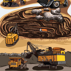 Фрагменты плаката "Добыча ресурсов"