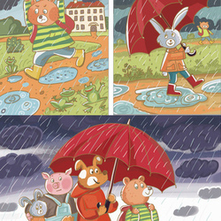 Иллюстрации к мини-книжке " Красный зонтик"