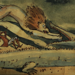 Иллюстрация к произведению Рудольфа Эриха Распэ "Приключения Барона Мюнхгаузена"