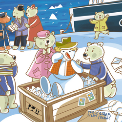 Иллюстрация для книжки про медвежонка  Рикики "Спасенный снеговик"