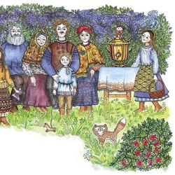 Купеческая семья иллюстрация к книге "Русские ремесла"