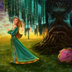 Концепт-Арт "Волшебное дерево и принцесса"