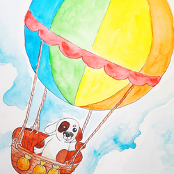 щенок на воздушном шаре