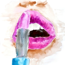Sexy lips watercolor illustration
