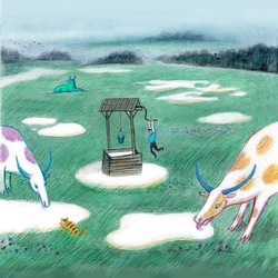 Иллюстрация к книге Исаака Башевиса-Зингера "Старейшины Хелма и ключ Генендл" 