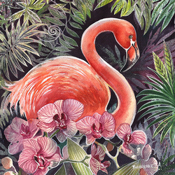 Тропический микс с фламинго