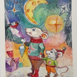 Новогодняя открытка. "Мышата"