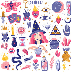 Magic icons doodles set