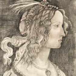 Боттичелли Портрет молодой женщины, копия в карандаше
