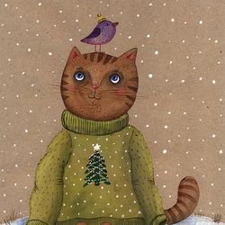 Кот в новогоднем свитере