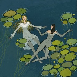 две девушки в воде