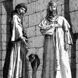 Моисей и Аарон у фараона. Змеи