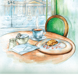 Иллюстрация на упаковку кафе "Зингер"