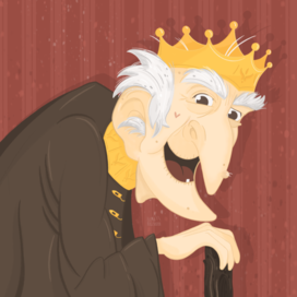 Иллюстрация к сказке Братьев Гримм «Король-лягушонок или Железный Генрих». Образ дедушки принцессы