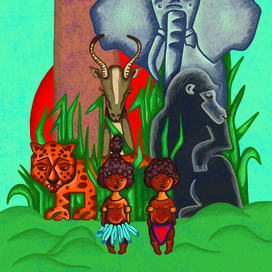 Моя иллюстрация на обложку "Десять сказок на языке африкаанс". Издательство ВКН.