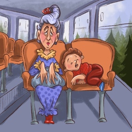 Бабушка с внуком в автобусе 