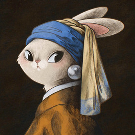 Кролик с жемчужной сережкой (страница календаря) 