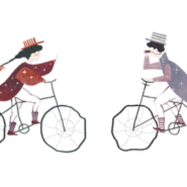 Волшебные детские персонажи велосипедисты