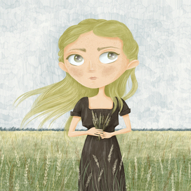 Стилизованный портрет девушки в поле