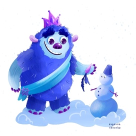 Ледяной король дарит морковку снеговику