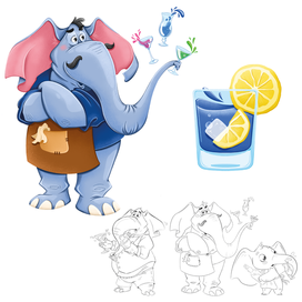 Иллюстрация Слон бармен