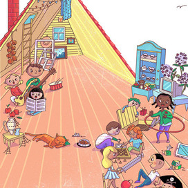 "На чердаке" Иллюстрация для детского журнала Чердобряк