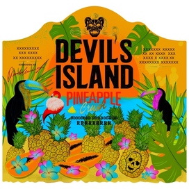 Этикета для ананасового рома “DEVIL’S ISLAND”