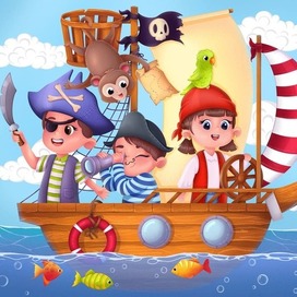 Иллюстрация для детских пазлов "Пираты" 