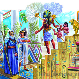 Иосиф приводит отца к фараону. 
