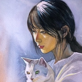 Девушка с котиком 