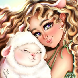 Девочка и овечка