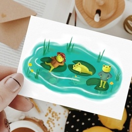 Рисуночек открытки с лягушками