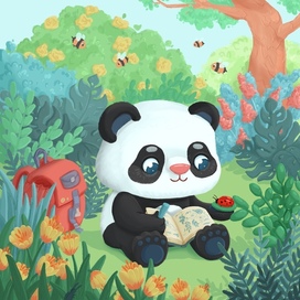 Панда изучает жучков