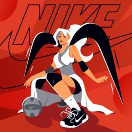 Хуманизация бренда Nike. Персонаж. Спортивная иллюстрация