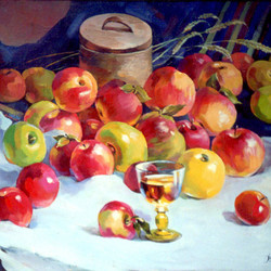 Натюрморт "Яблоки и вино" 