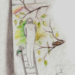 Иллюстрация к сказке Дж. Р. Р. Толкиена "Лист работы Мелкина"