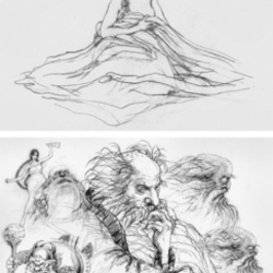 Четыре эскиза иллюстраций к "Руслану и Людмиле"