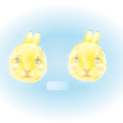 проба мордочки персонажа - жёлтого зайца
