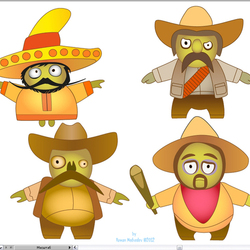 Персонажи для флэш игры "Angry Alamo". Вектор
