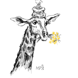 жираф с одуванами