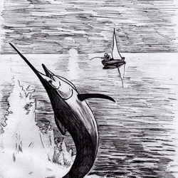 Иллюстрация к рассказу Э.Хемингуэя "Старик и море"