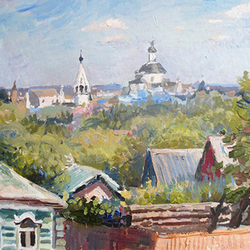 Вид Бобренева монастыря с  соборной  площади в Коломне.