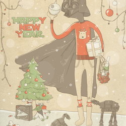 Darth Vader preparing to new year celebration