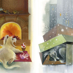 Собака: домашняя и бездомная. Иллюстрация к книге Ю. Солодкина "Собаки" 