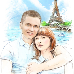 ПАРИЖ. Иллюстрация и дизайн Свадебного Приглашение для Алексея и Валерии. 