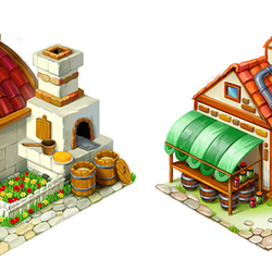 Эскизы домиков для игры в стиле "ферма"