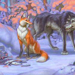 "Лисичка сестричка и серый волк" Иллюстрация к детской интерактивной книге