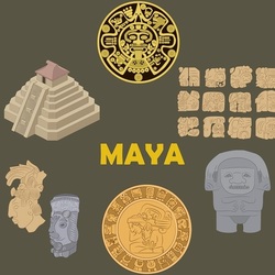 Набор иллюстраций в стиле древних майя